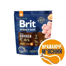 Сухий корм Brit Premium Dog Adult M для дорослих собак середніх порід, з куркою, 1 кг