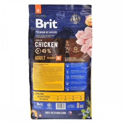 Сухий корм Brit Premium Dog Adult M для дорослих собак середніх порід, з куркою, 8 кг
