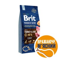 Сухий корм Brit Premium Dog Light для собак із зайвою вагою, з індичкою, 15 кг