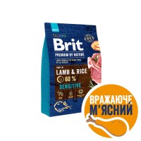 Сухий корм Brit Premium Dog Sensitive Lamb для собак з чутливим травленням, з ягням, 3 кг