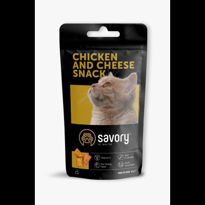 Хрумкі ласощі Savory Snack Подушечки для вибагливих котів, з куркою та сиром, 60 г Хрумкі ласощі Savory Snack Подушечки для вибагливих котів, з куркою та сиром, 60 г