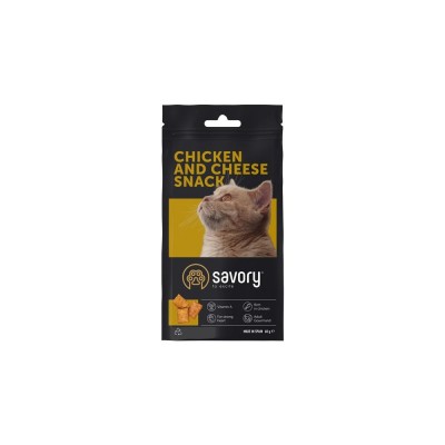 Хрумкі ласощі Savory Snack Подушечки для вибагливих котів, з куркою та сиром, 60 г