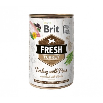 Консервований корм Brit Fresh Turkey/Peas для собак, з індичкою та горошком, 400 г