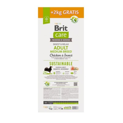 Корм Brit Care Dog Sustainable Adult Medium Breed для собак середніх порід, з куркою та комахами, 12+2 кг