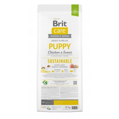 Сухий корм Brit Care Dog Sustainable Puppy для цуценят, з куркою та комахами, 12 кг