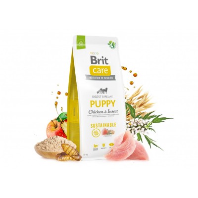 Сухий корм Brit Care Dog Sustainable Puppy для цуценят, з куркою та комахами, 12 кг