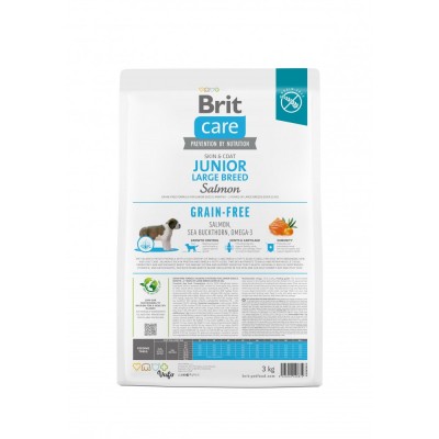 Сухий корм Brit Care Dog Grain-free Junior Large Breed для молодих собак великих порід, беззерновий з лососем, 3 кг