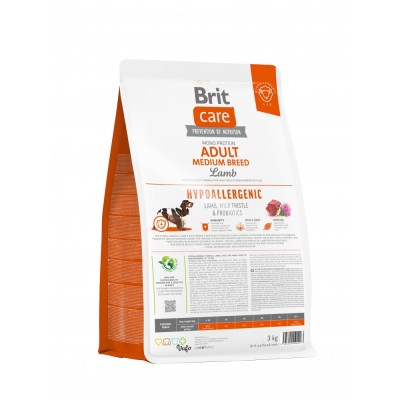 Сухий корм Brit Care Dog Hypoallergenic Adult Medium Breed для собак середніх порід, гіпоалергенний з ягням, 3 кг