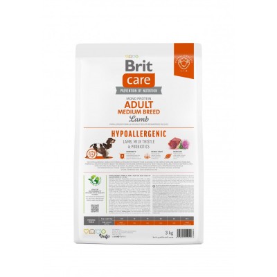 Сухий корм Brit Care Dog Hypoallergenic Adult Medium Breed для собак середніх порід, гіпоалергенний з ягням, 3 кг