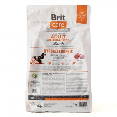 Сухий корм Brit Care Dog Hypoallergenic Adult Medium Breed для собак середніх порід, гіпоалергенний з ягням, 3 кг