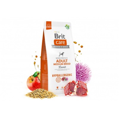 Сухий корм Brit Care Dog Hypoallergenic Adult Medium Breed для собак середніх порід, гіпоалергенний з ягням, 12 кг