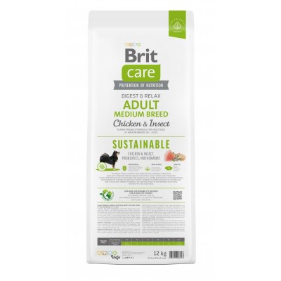 Сухий корм Brit Care Dog Sustainable Adult Medium Breed для собак середніх порід, з куркою та комахами, 12 кг