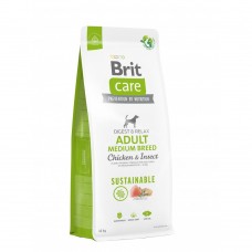 Сухий корм Brit Care Dog Sustainable Adult Medium Breed для собак середніх порід, з куркою та комахами, 12 кг