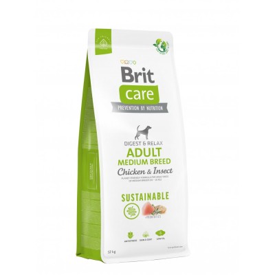 Сухий корм Brit Care Dog Sustainable Adult Medium Breed для собак середніх порід, з куркою та комахами, 12 кг