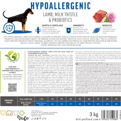 Сухий корм Brit Care Dog Hypoallergenic Adult Large Breed для собак великих порід, гіпоалергенний з ягням, 12 кг