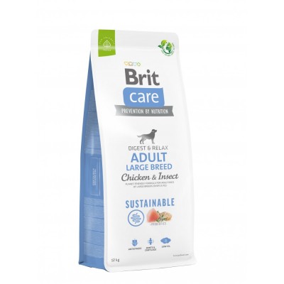 Сухий корм Brit Care Dog Sustainable Adult Large Breed для собак великих порід, з куркою та комахами, 12 кг