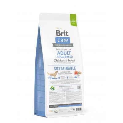 Сухий корм Brit Care Dog Sustainable Adult Large Breed для собак великих порід, з куркою та комахами, 12 кг