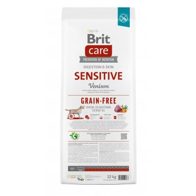 Сухий корм Brit Care Dog Grain-free Sensitive для собак з чутливим травленням, беззерновий з олениною, 12 кг