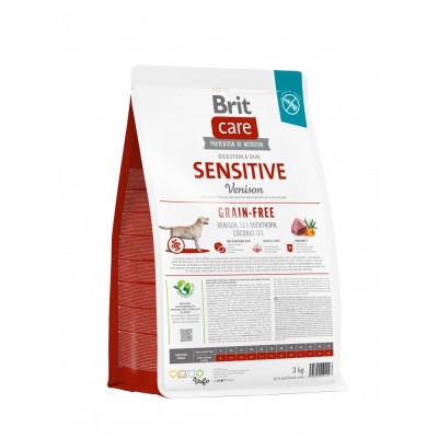 Сухий корм Brit Care Dog Grain-free Sensitive для собак з чутливим травленням, беззерновий з олениною, 3 кг