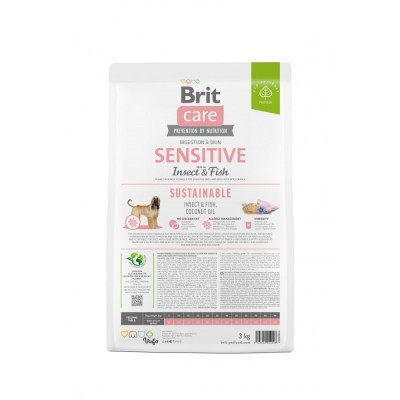 Сухий корм Brit Care Dog Sustainable Sensitive для собак з чутливим травленням, з рибою та комахами, 3 кг