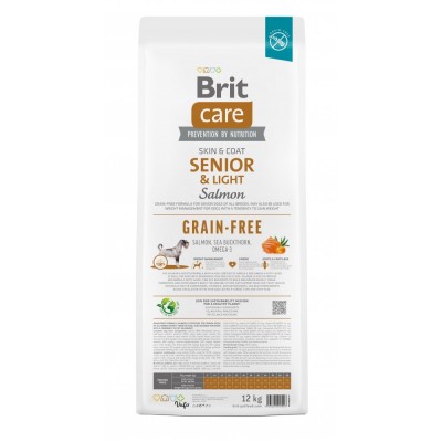 Сухий корм Brit Care Dog Grain-free Senior & Light для старіючих собак, беззерновий з лососем, 12 кг