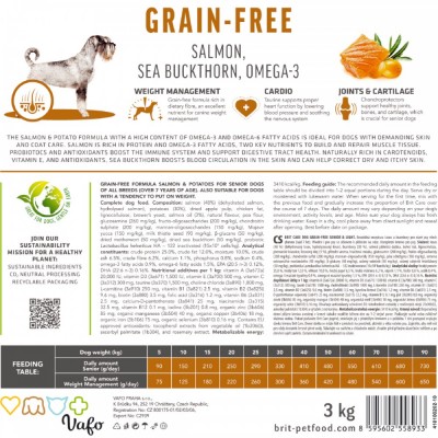 Сухий корм Brit Care Dog Grain-free Senior & Light для старіючих собак, беззерновий з лососем, 12 кг