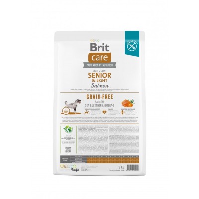 Сухий корм Brit Care Dog Grain-free Senior & Light для старіючих собак, беззерновий з лососем, 3 кг