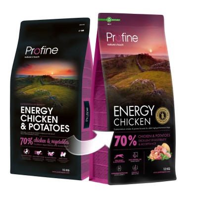 Корм сухий Profine Energy Chicken and Potatoes для активних собак всіх порід, з куркою та картоплею, 12 кг