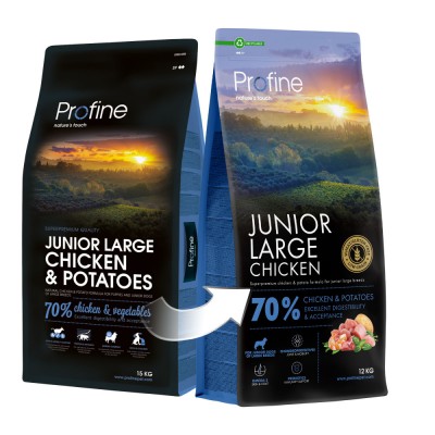 Корм сухий Profine Junior Large Chicken and Potatoes для цуценят та юніорів великих порід, з куркою та картоплею, 12 кг