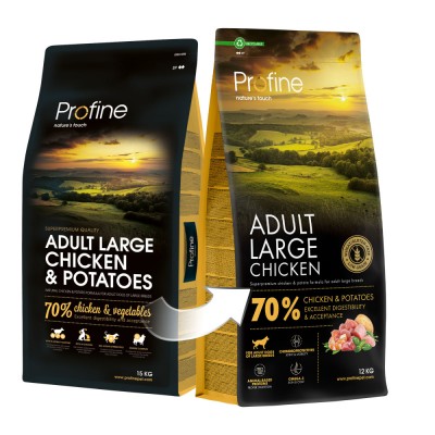 Корм сухий Profine Large Chicken and Potatoes для дорослих собак великих порід, з куркою та картоплею, 12 кг