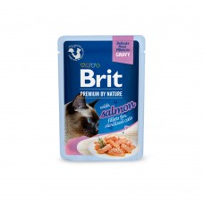 Корм вологий Brit Premium Delicate Fillets in Gravy Salmon For Sterilised для стерилізованих котів філе в соусі лосось 85 г