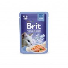 Корм вологий Brit Premium Delicate Fillets in Jelly Salmon для котів філе в желе лосось 85 г