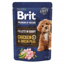 Корм вологий Brit Premium Fillets in Gravy Chicken & Green Peas для собак малих порід філе в соусі курка і горошок 85 г