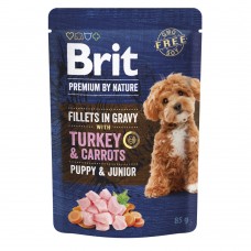 Корм вологий Brit Premium Fillets in Gravy Turkey & Carrots Puppy для цуценят малих порід філе в соусі індичка і морква 85 г