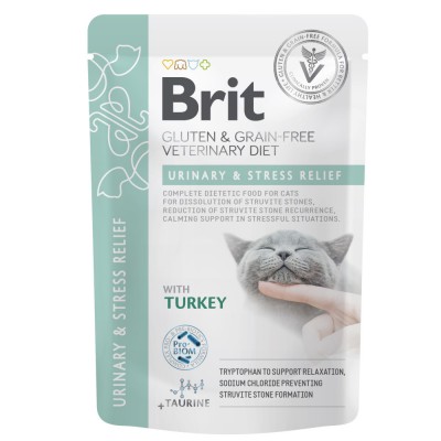 Корм вологий Brit GF VD Urinary and Stress Relief для котів з індичкою 85 г