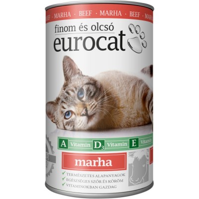 Корм вологий EuroCat Beef для котів шматочки в желе з яловичиною 415 г