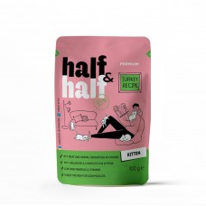 Корм вологий Half&Half для кошенят, шматочки з індичкою у желе у формі пауча, 100 г