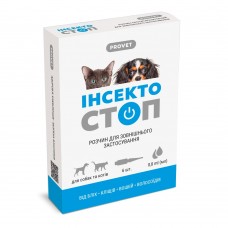 Краплі на холку ProVET «Інсектостоп» для котів та собак від 4 до 10 кг, 6 піпеток (від зовнішніх паразитів)