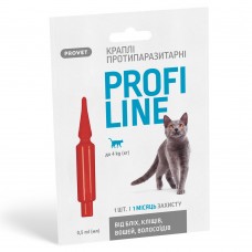 Краплі Provet Profiline для котів до 4 кг, 1 піпетка 0,5 мл (інсектоакарицид)