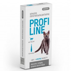 Краплі Provet Profiline для котів до 4 кг, 4 піпетки по 0,5 мл (інсектоакарицид)