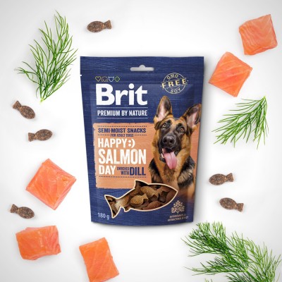 Ласощі для cобак Brit Premium Semi-moist Snacks Salmon with Dill напіввологі з лососем і кропом 180 г