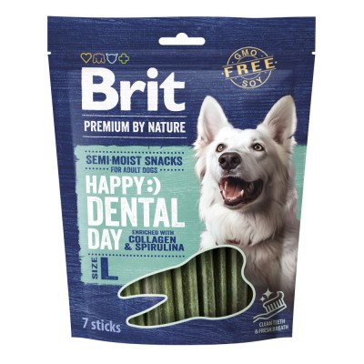 Ласощі для cобак великих порід Brit Premium Dental Snacks L з колагеном і спіруліною 250 г