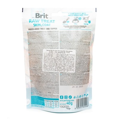 Ласощі для собак Brit Raw Treat freeze-dried Skin and Coat для шкіри та шерсті, риба і курка, 40 г