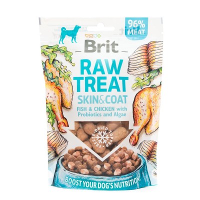 Ласощі для собак Brit Raw Treat freeze-dried Skin and Coat для шкіри та шерсті, риба і курка, 40 г