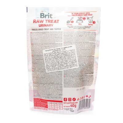 Ласощі для собак Brit Raw Treat freeze-dried Urinary для профілактики сечокам'яної хвороби, індичка, 40 г