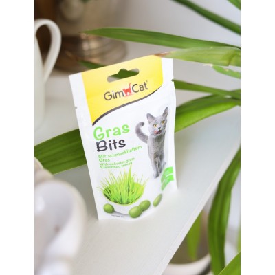 Ласощі GimCat GrasBits для котів, таблетки з травою, 65 шт, 40 г