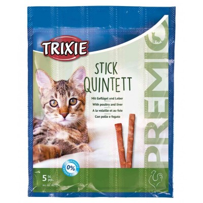 Ласощі Trixie Premio Stick Quintett для котів палички з домашньою птицею та печінкою 5 г 5 шт