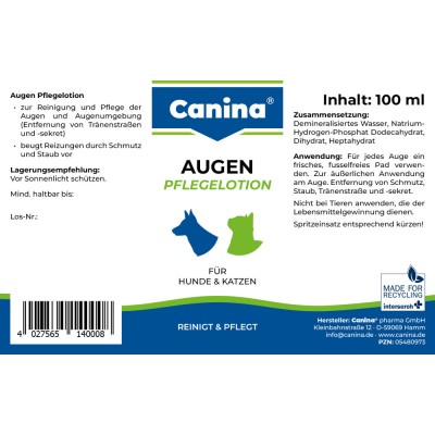 Лосьон Canina Augen Pflegelotion для собак та котів, догляд за очима, універсальний, 100 мл