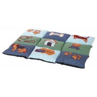 Матрац Trixie Patchwork для собак, з мікрофібри/поліестеру, з собачками, 80х55 см (блакитний/зелений)