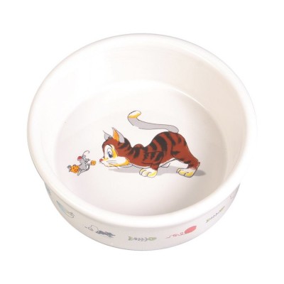 Миска Trixie для котів малюнок з котом і мишкою керамічна 12 см 200 мл Миска Trixie для котів малюнок з котом і мишкою керамічна 12 см 200 мл